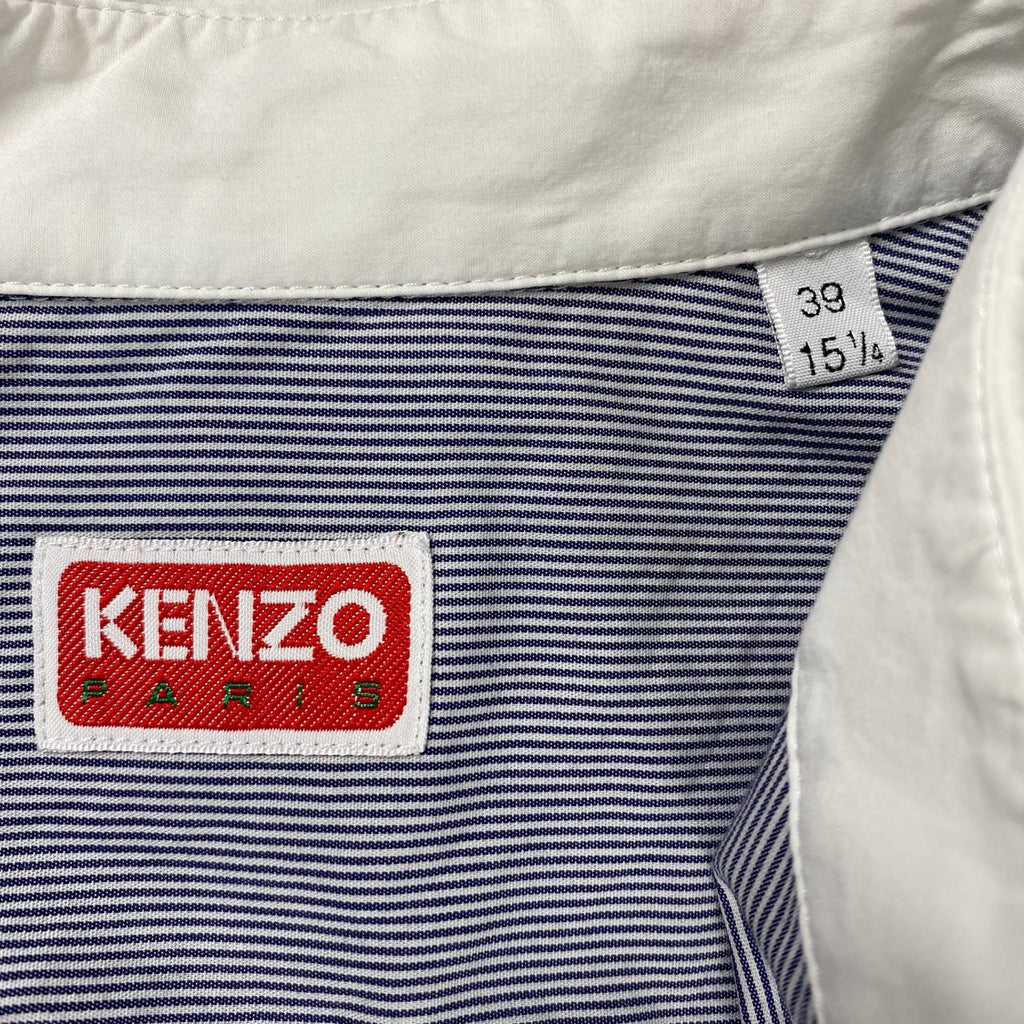 【正規代理店 鑑定済】 KENZO PARIS ケンゾーパリ / BOKE FLOWER ボケ フラワー シャツ クレリック タブカラー ストライプ 参考定価：60,000程度