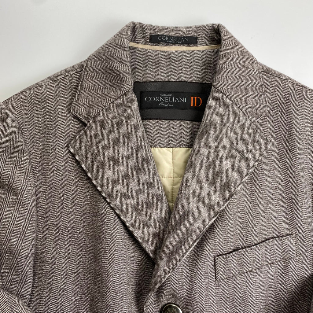 CORNELIANI コルネリアーニ / カシミヤ混 IDコート ヘリンボーン バージンウール使用 参考定価：300,000程度 SIZE:48（L程度）