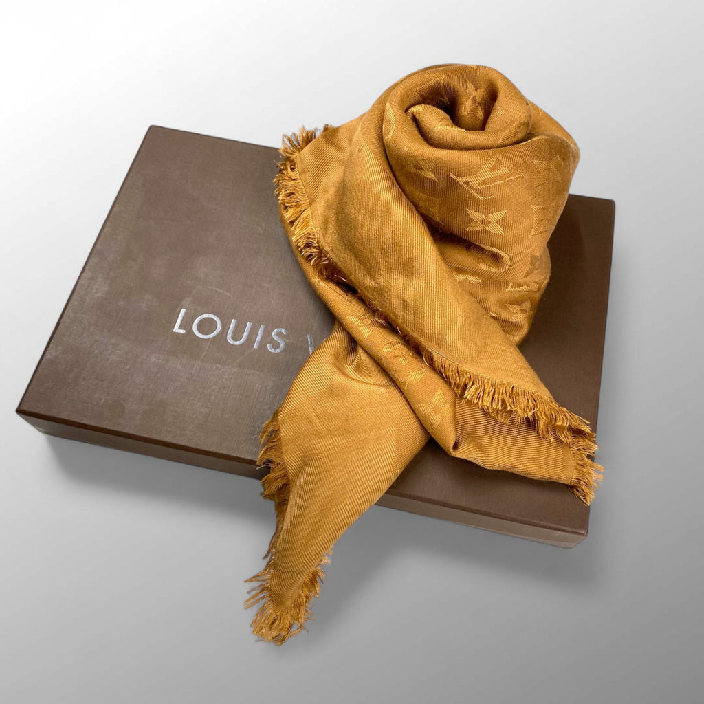 【箱付】 LOUIS VUITTON ルイ・ヴィトン / 大判ストール ショール マフラー モノグラム ブラウンゴールド 402336 140cm