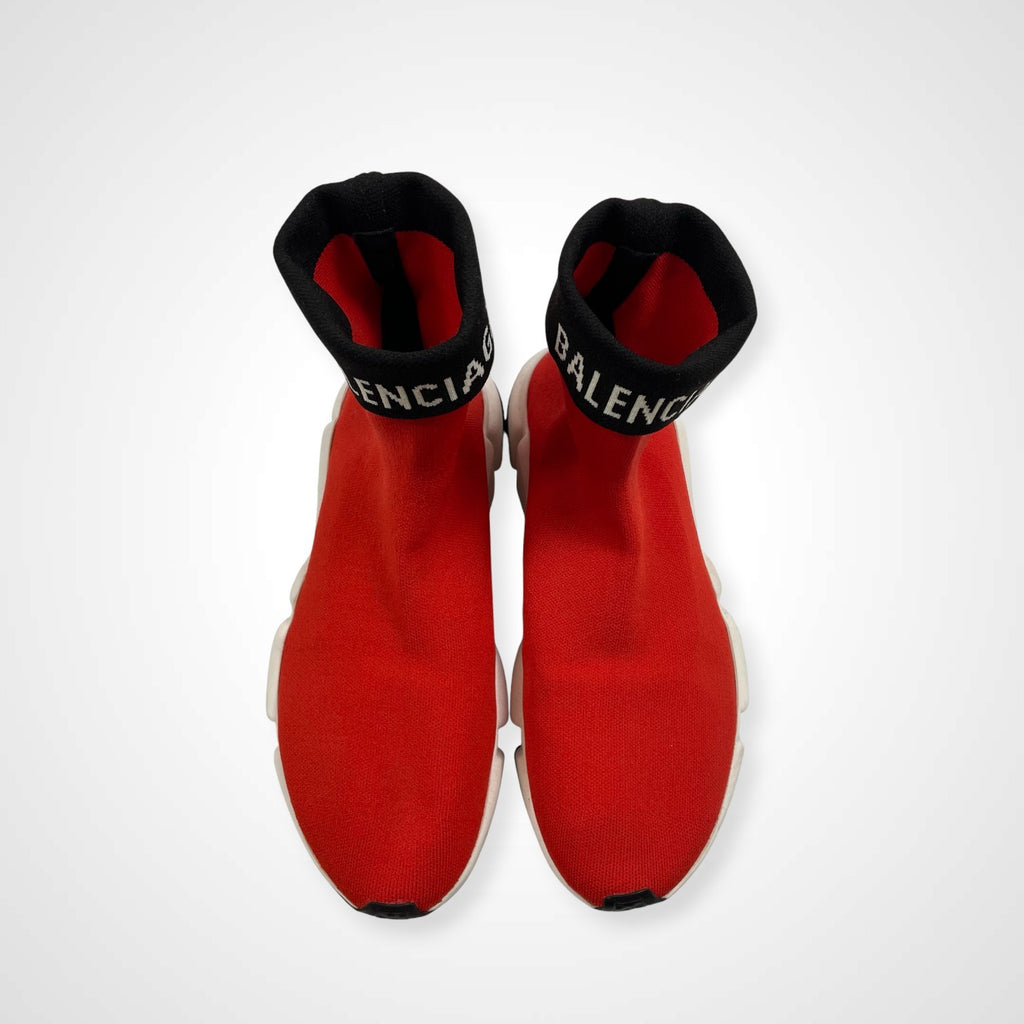 BALENCIAGA バレンシアガ / SPEED TRAINER CUFFED ロゴ レッド×ブラック 参考定価：130,000程度 SIZE:28.5