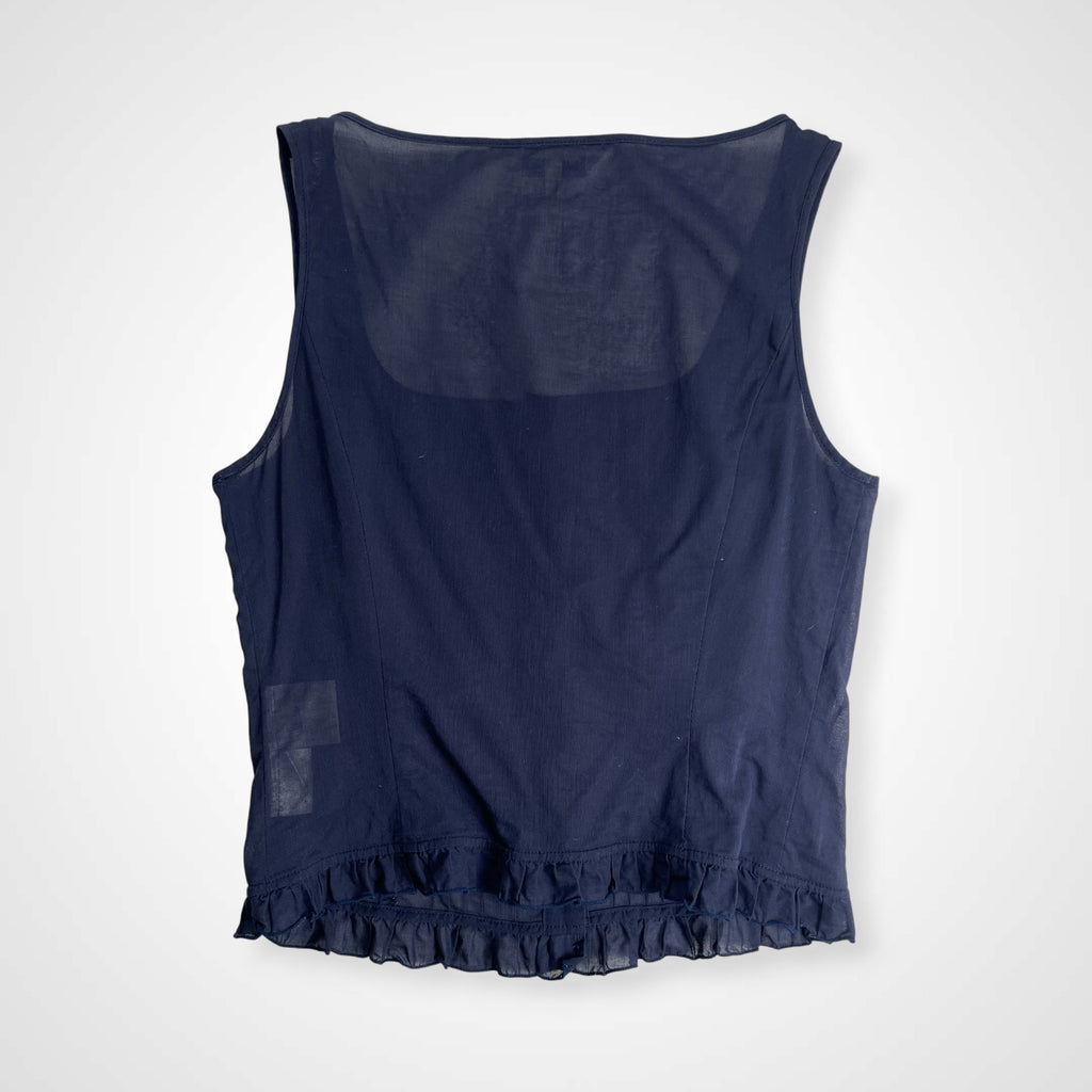 VINTAGE Burberry バーバリー Burberrys バーバリーズ / ノースリーブ タックプリーツブラウス ネイビー SIZE:38