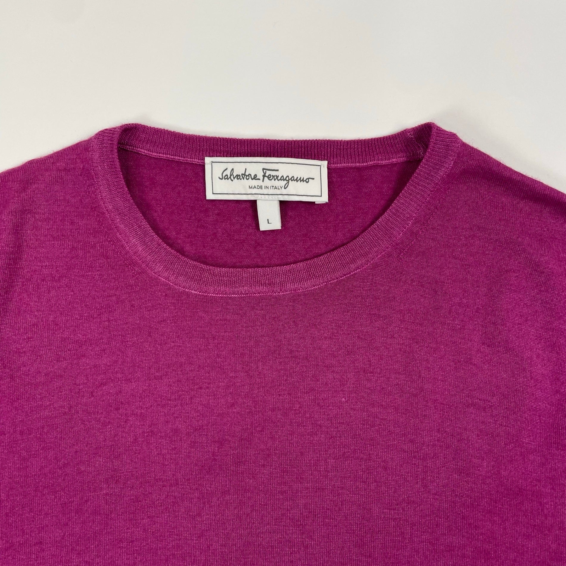 Salvatore Ferragamo サルバトーレ フェラガモ / ウールシルクニット パープル 参考定価：100,000程度 SIZE：L