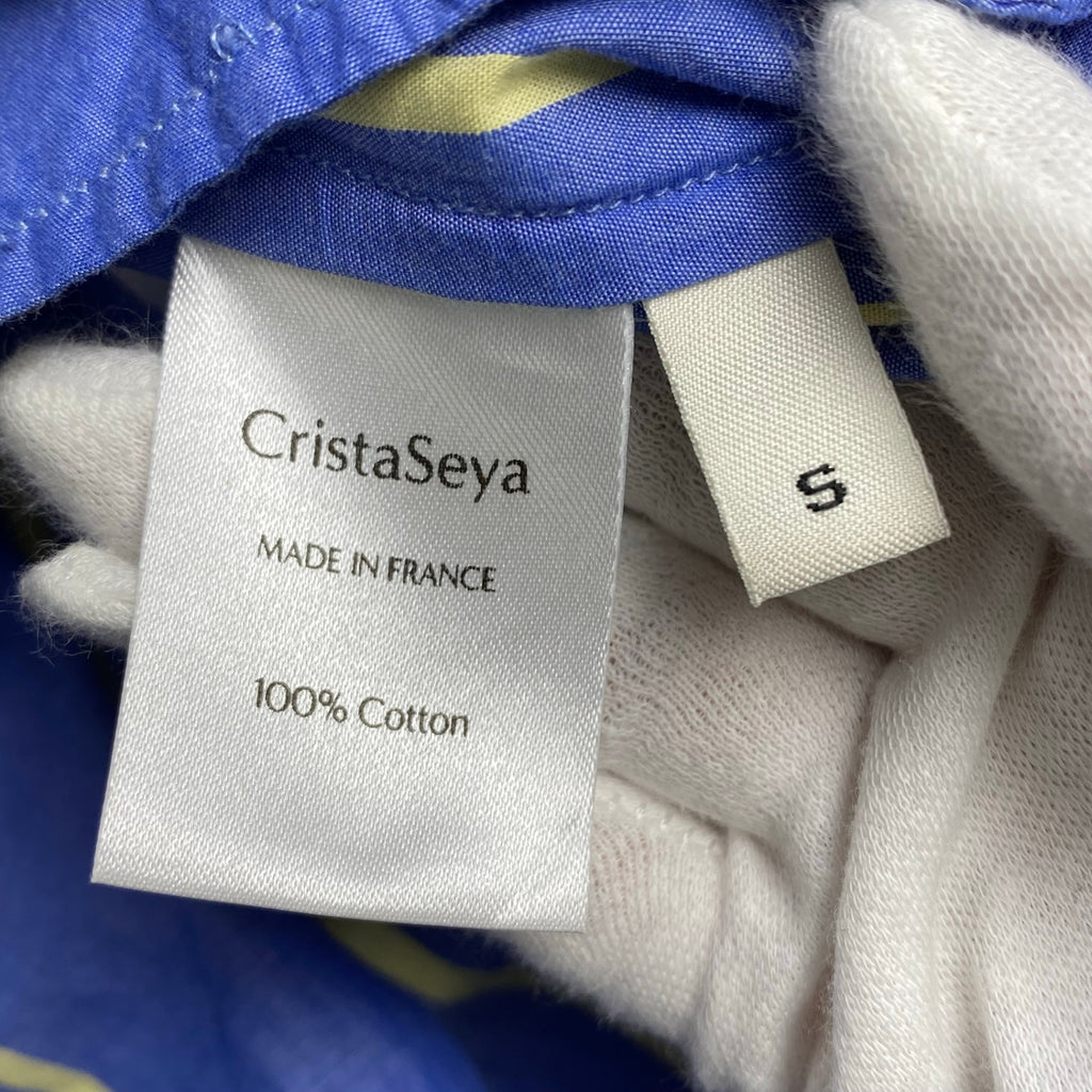 CristaSeya クリスタセヤ / Dopuble Coulisseスカート ストライプ ブルー 参考定価：64,880 SIZE:S