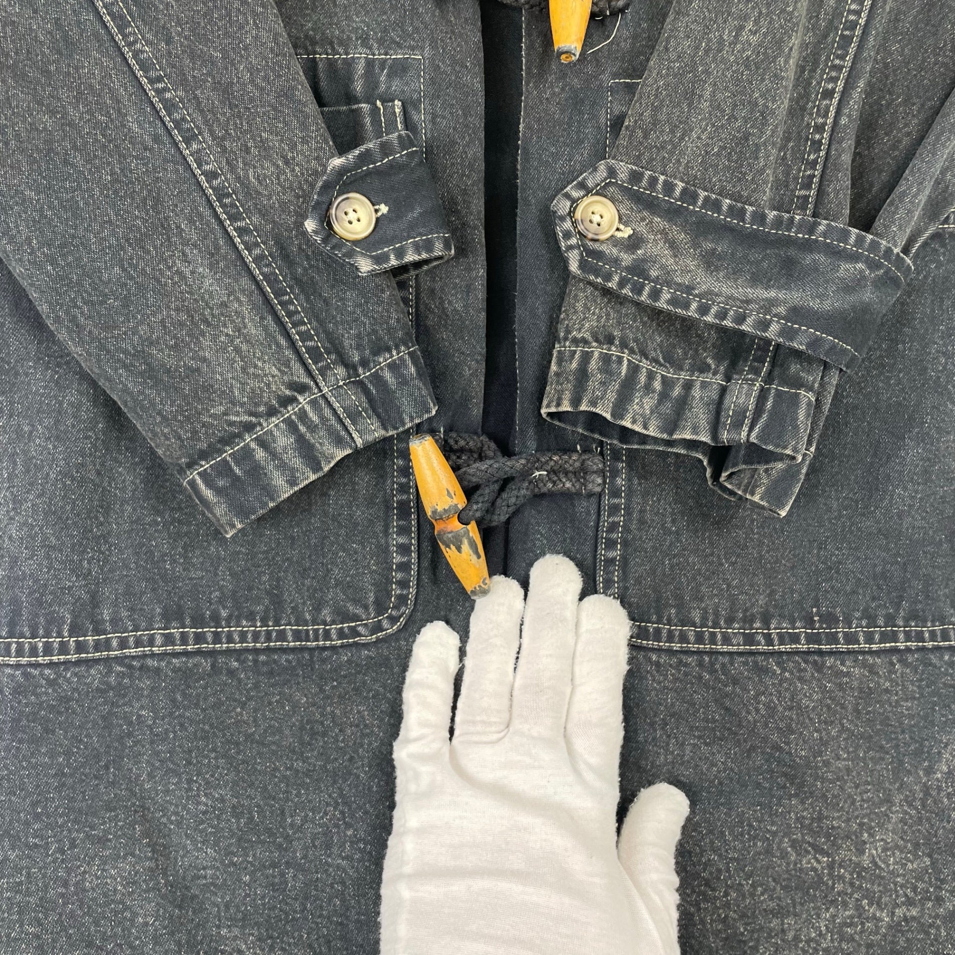 DENIM＆Co / ブラックデニムダッフルコート SIZE:M