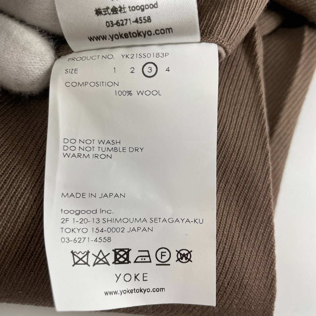 YOKE ヨーク / 2TUCK WIDE GURKHA TROUSERS ブラウン 参考定価：30,000+tax  SIZE:3