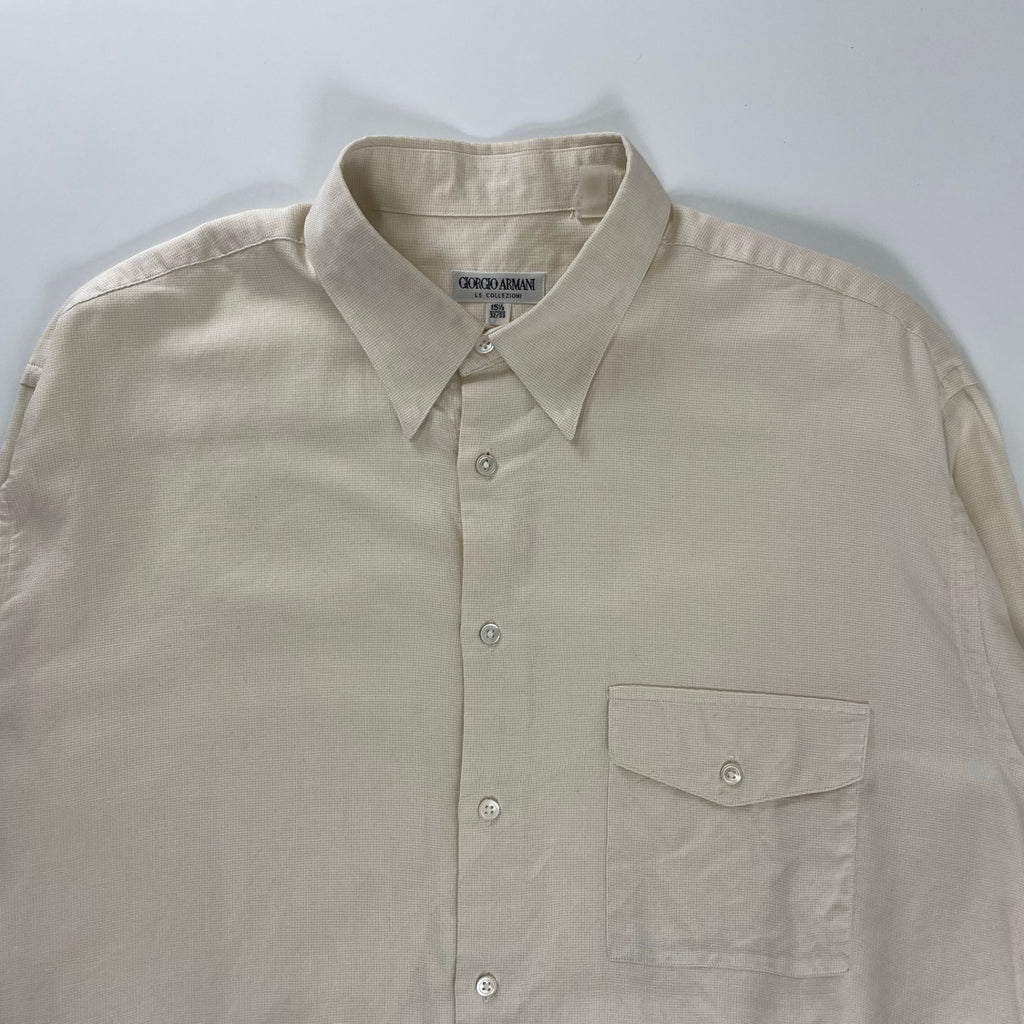 GIORGIO ARMANI LE COLLEZIONI ジョルジオアルマーニ / 80s ヴィンテージシャツ ホワイト×ベージュ SIZE：15 1/2