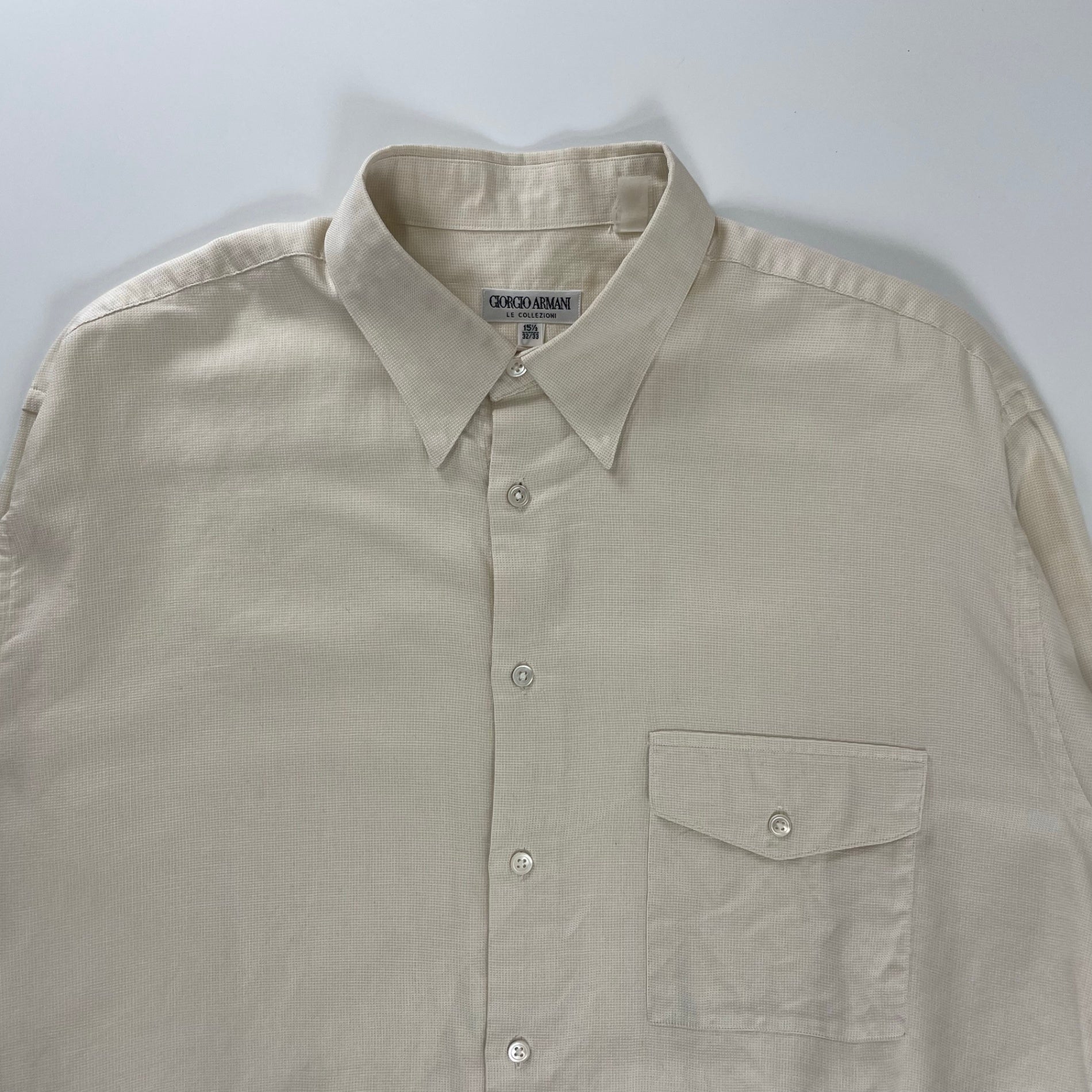 GIORGIO ARMANI LE COLLEZIONI ジョルジオアルマーニ / 80s ヴィンテージシャツ ホワイト×ベージュ SIZE：15 1/2