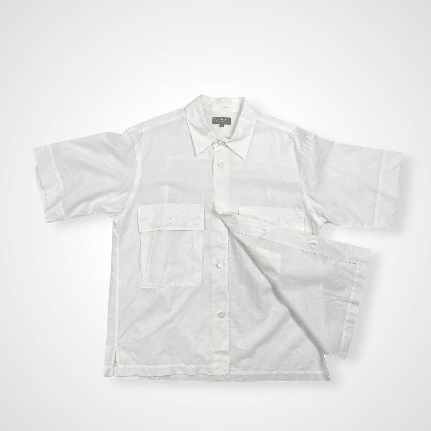 MARGARET HOWELL マーガレットハウエル / コットンリネン2ポケットシャツ 参考定価：30,000程度 SIZE:S