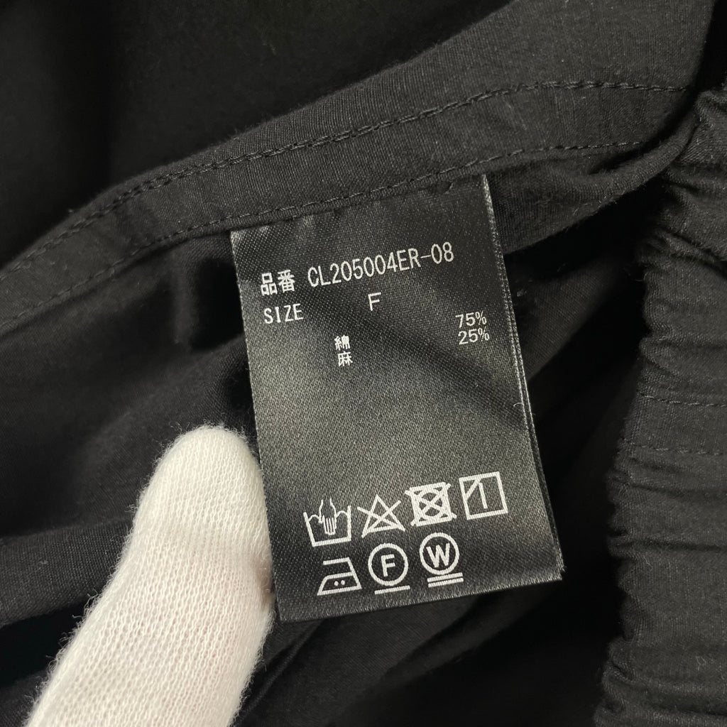 Curensology カレンソロジー / コットンリネンドロストパンツ ブラック 極美品 参考定価：22,000+tax SIZE:FREE