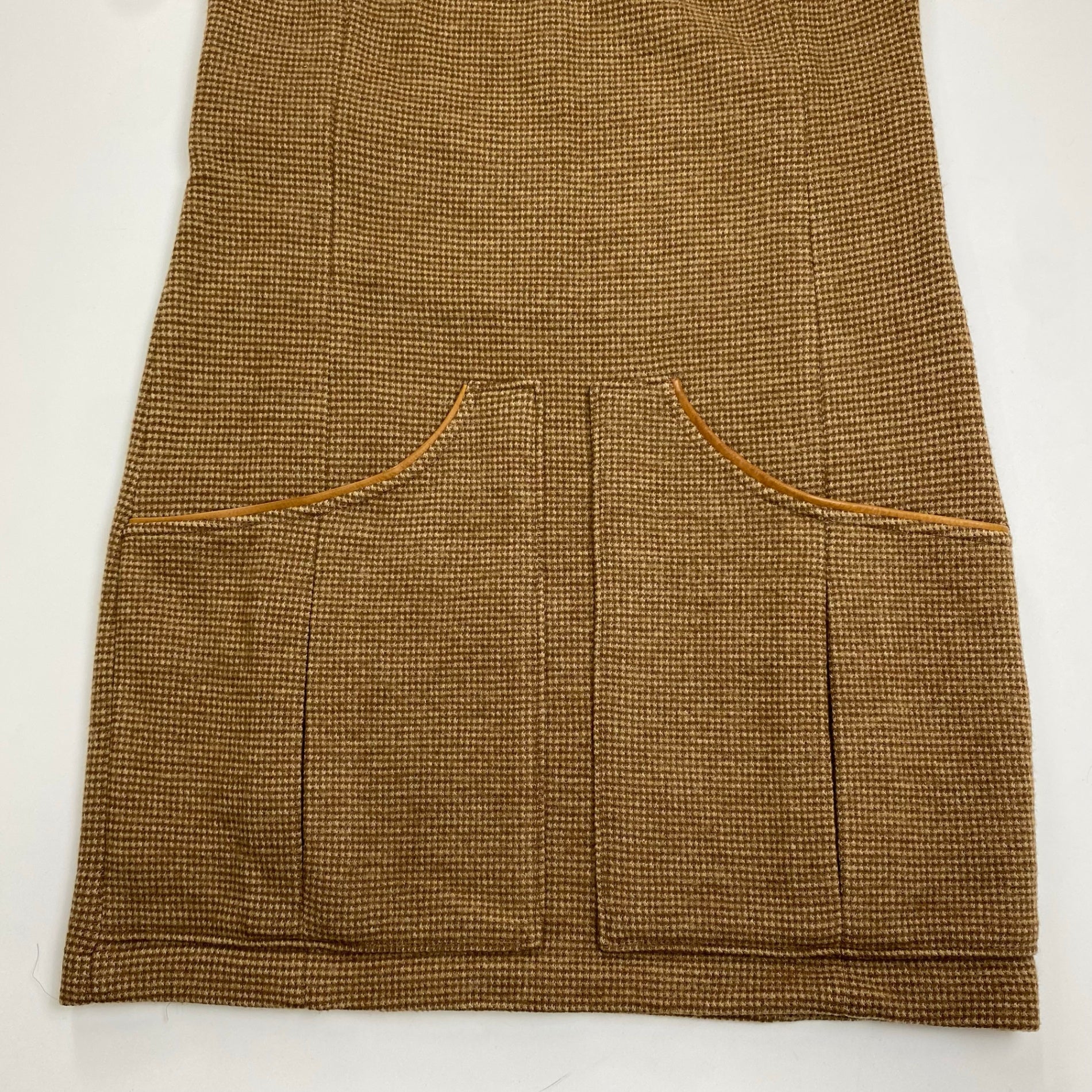 RALPH LAUREN ラルフローレン / ツイードワンピース レザー切替 ウール100％ 参考定価：48,000+tax SIZE：XS