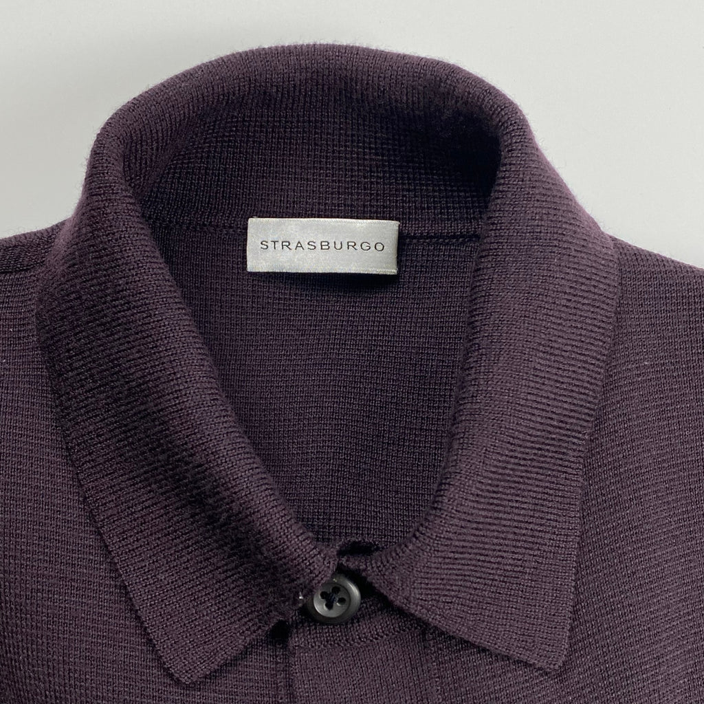 【美品】 STRASBURGO ストラスブルゴ / ニットジャケット ダークパープル ST/2218027 参考定価：50,000程度 SIZE：L