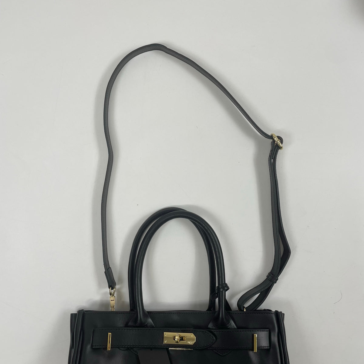 Anne Coquine / クロア付カウレザーハンドバッグ 未使用品 ブラック 参考定価：35,000程度