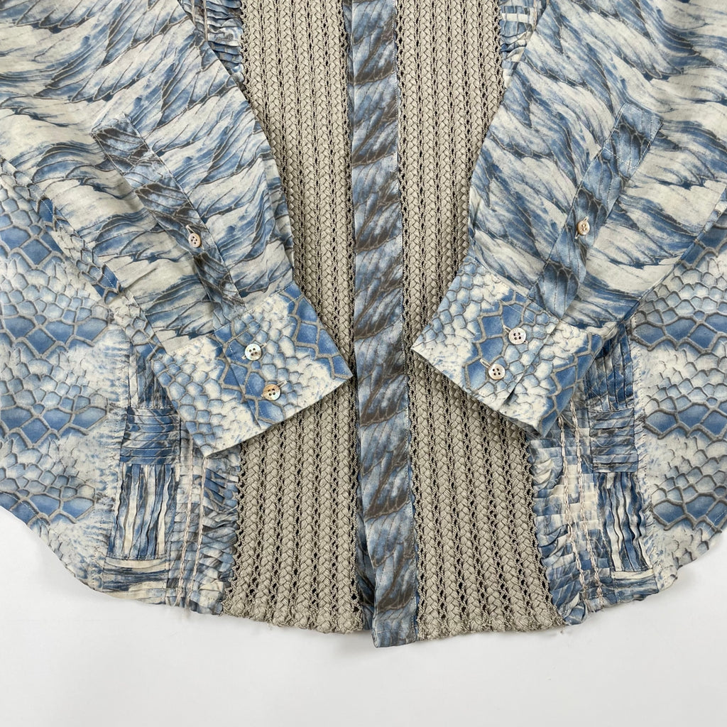 roberto cavalli / パイソン＆フェザー柄切替シャツ 参考定価：100,000程度 SIZE:48