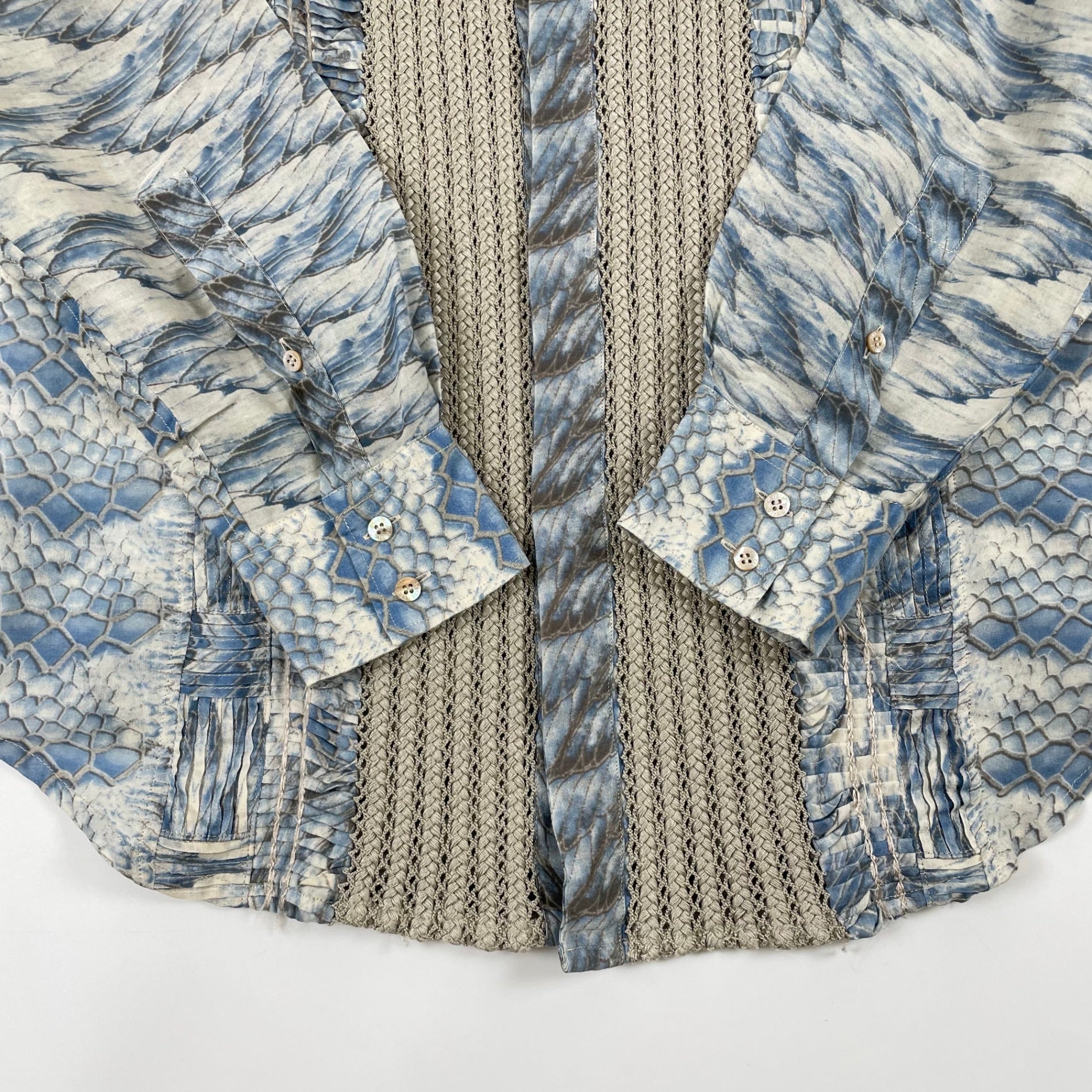 roberto cavalli / パイソン＆フェザー柄切替シャツ 参考定価：100,000程度 SIZE:48