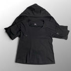 THE URBAN APPAREL / フーディTEE 半袖パーカー ブラック コットン100％