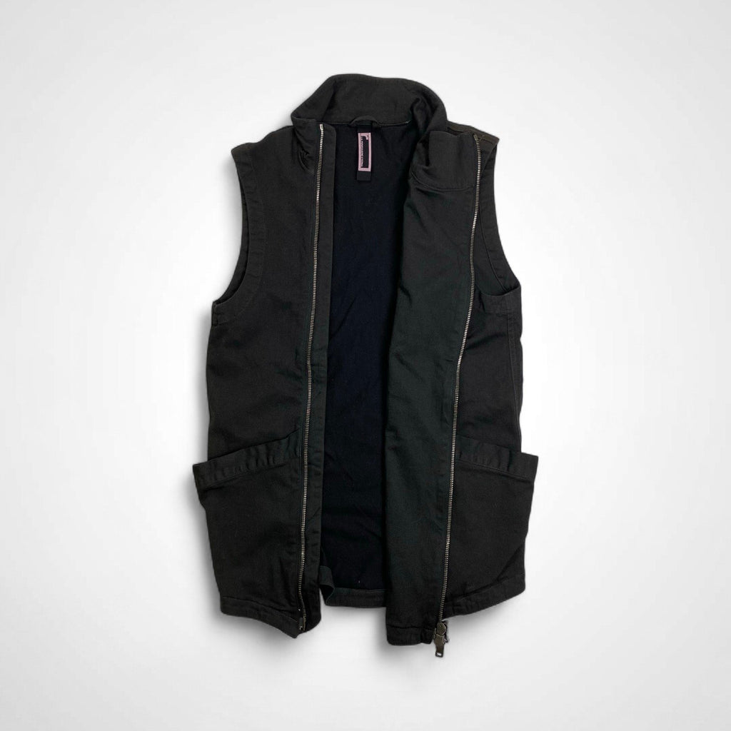 「r」 LA PROVOCAZIONE ETERNA ripvanwinkle リップヴァンウィンクル / アシンメトリージップベスト ブラック Y2K 参考定価：30,000程度 SIZE:4