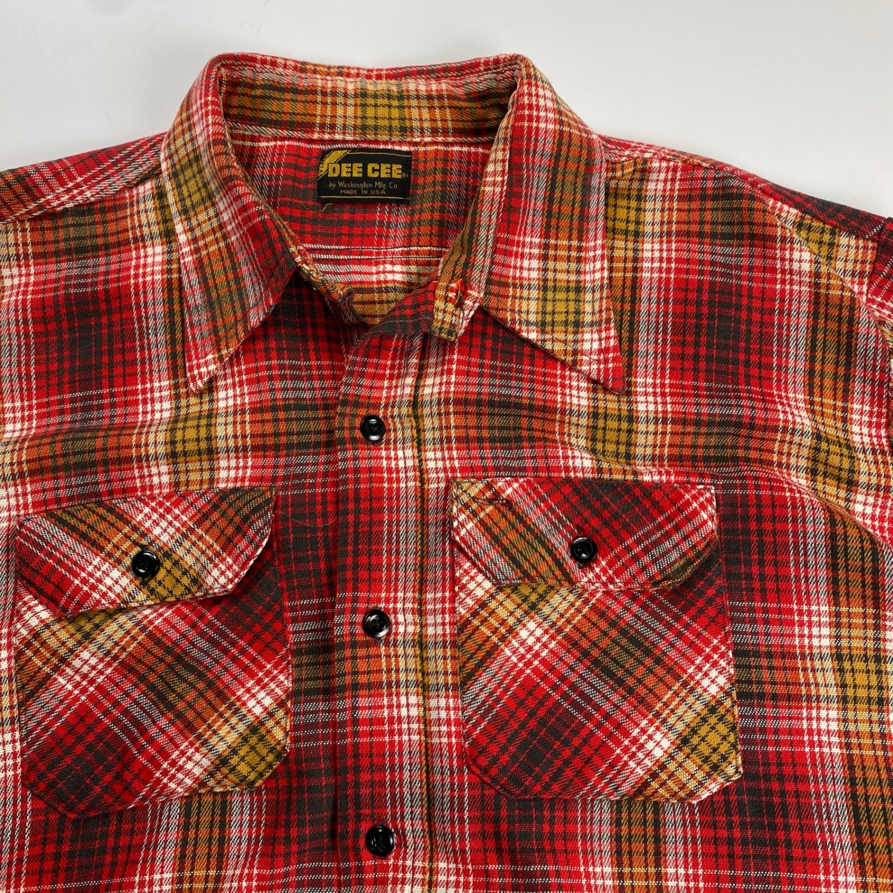 70s VINTAGE WASHINGTON DEE CEE ワシントンディーシー / ヴィンテージフリンジチェックシャツ USA製 SIZE:L程度