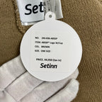 【タグ付】 Setinn × APPLE BUTTER STORE (ABS) / コラボ 刺繍ロゴ ニット帽 ビーニー ブラウン SIZE:FREE