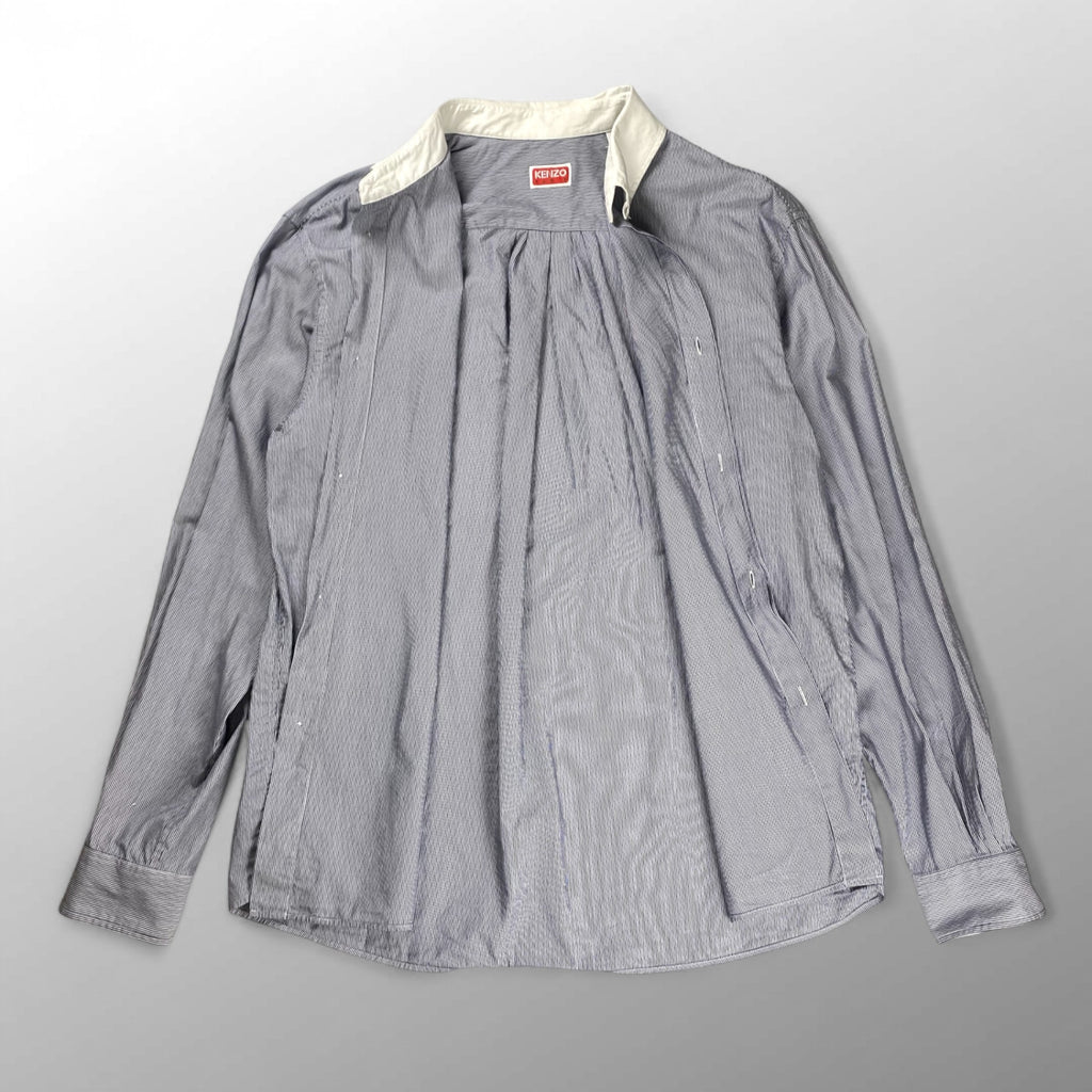 【正規代理店 鑑定済】 KENZO PARIS ケンゾーパリ / BOKE FLOWER ボケ フラワー シャツ クレリック タブカラー ストライプ 参考定価：60,000程度
