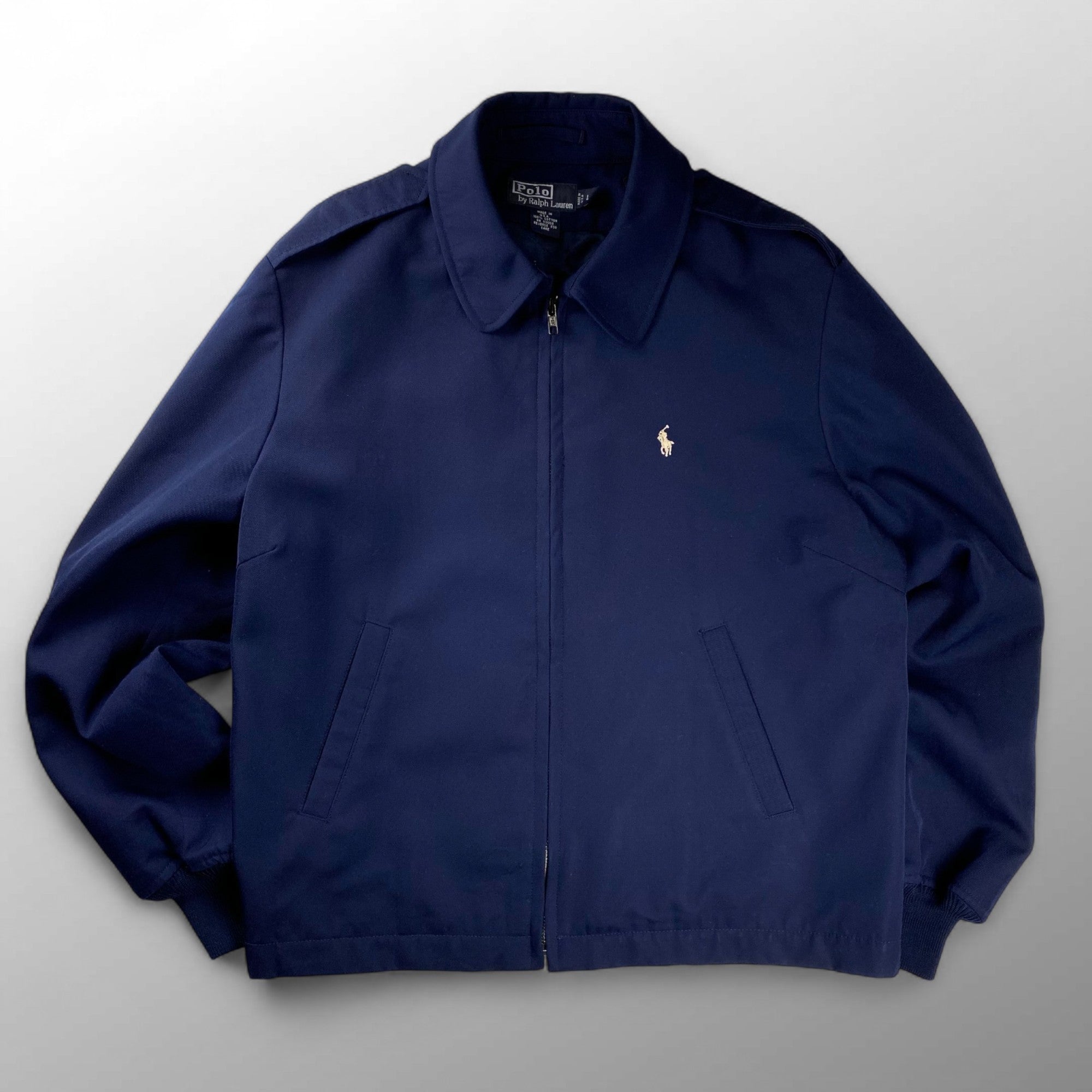 90s USA製 Polo by Ralph Lauren ポロバイラルフローレン / コットンギャバジン スウィングトップ エポレット付 SIZE:L