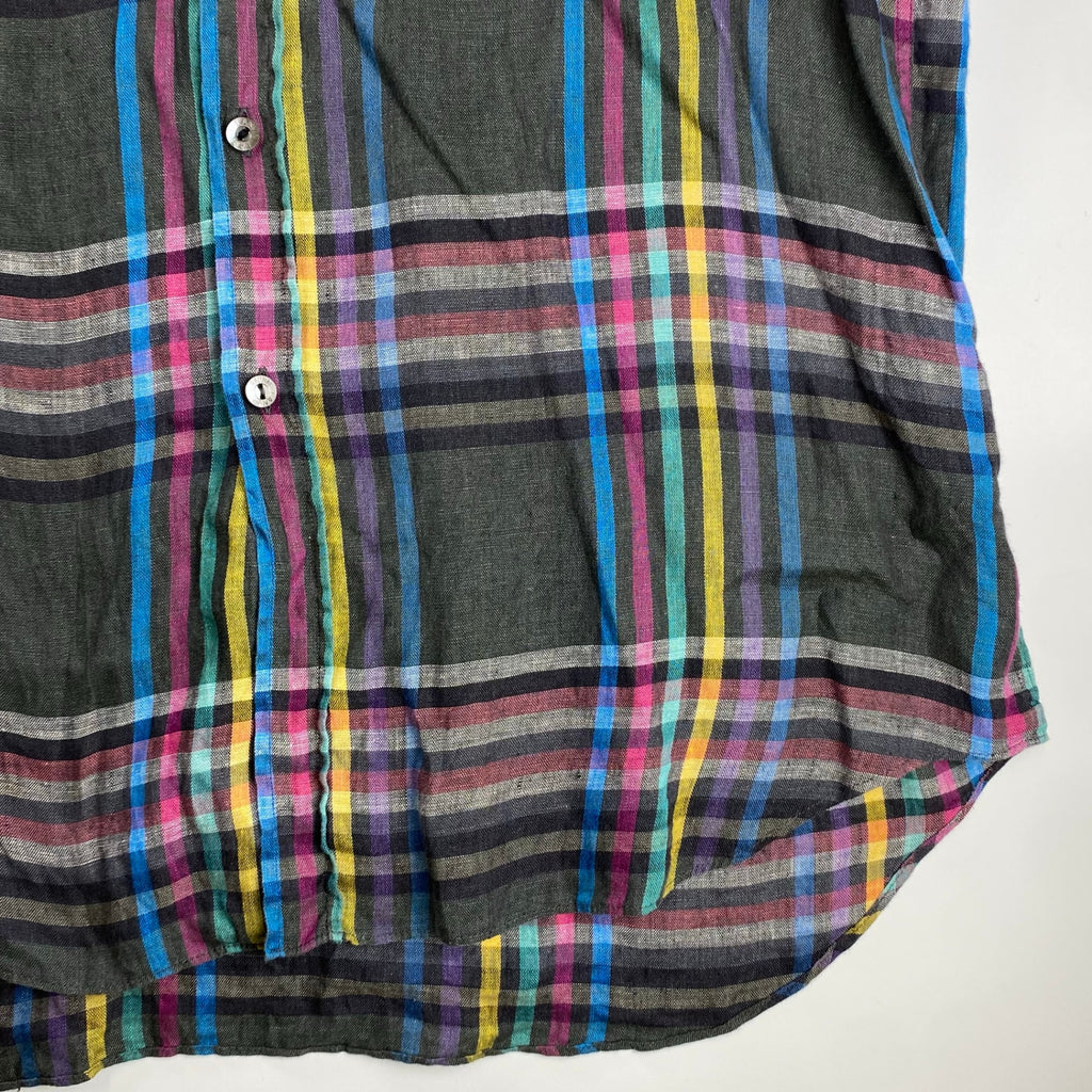 VINTAGE LANVIN PARIS ランバン パリ / リネン100％ チェック柄 ヴィンテージ シャツ MADE IN ITALY SIZE：L