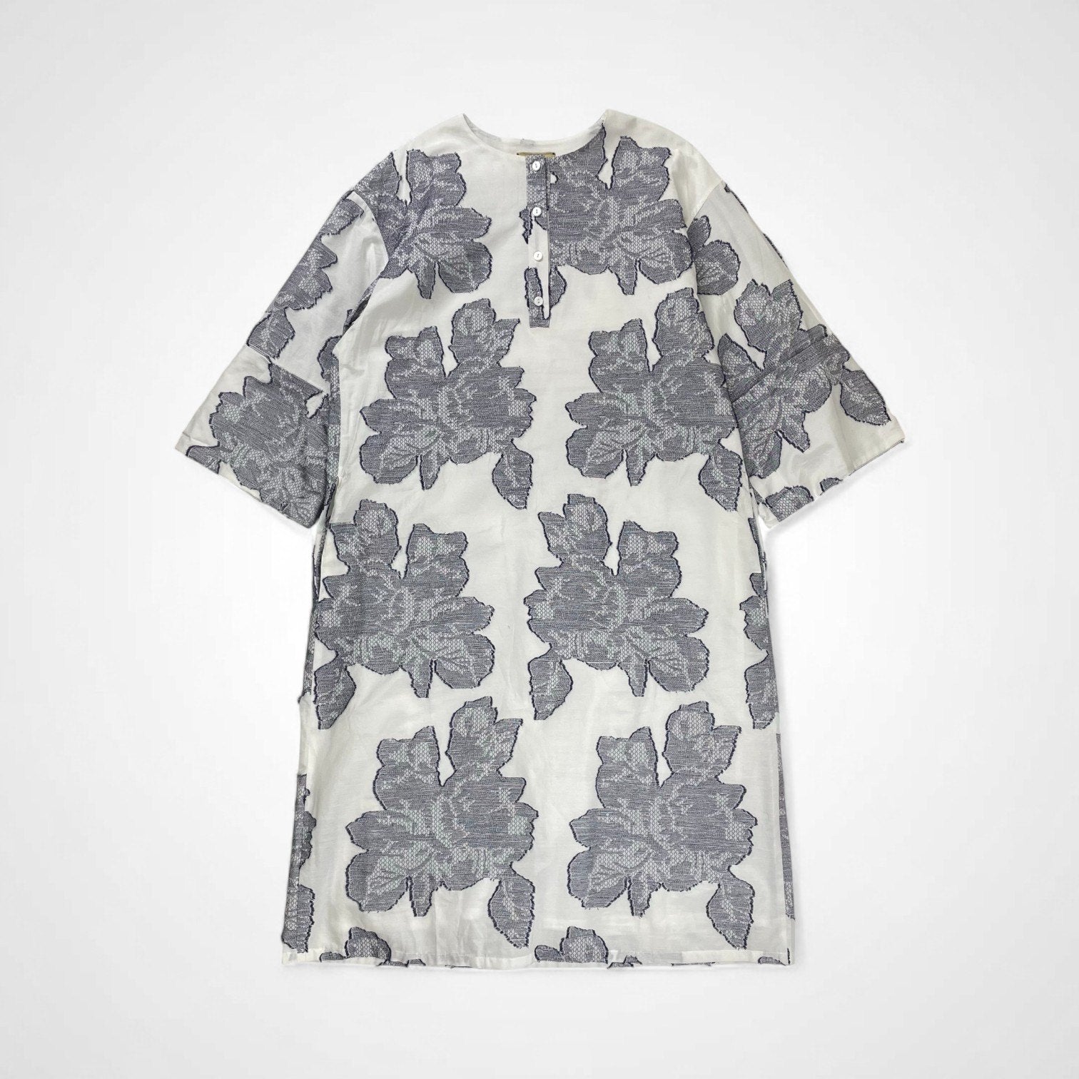 UNITED ARROWS ユナイテッドアローズ / ヘンリーネック ジャガードシャツワンピース 参考定価：18,000程度 SIZE:36