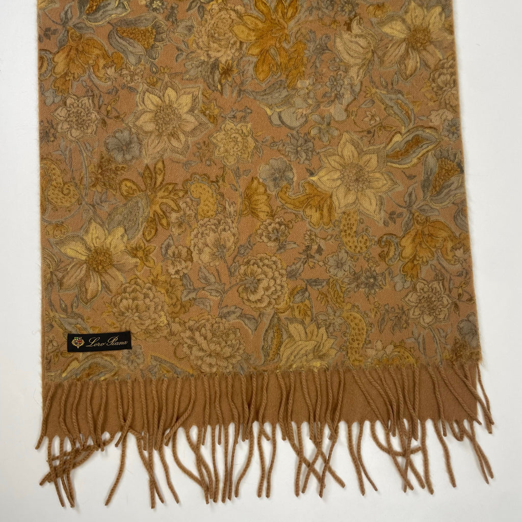 Loro Piana ロロピアーナ / フラワープリント ピュアカシミヤマフラー 美品 SIZE:45.5×178