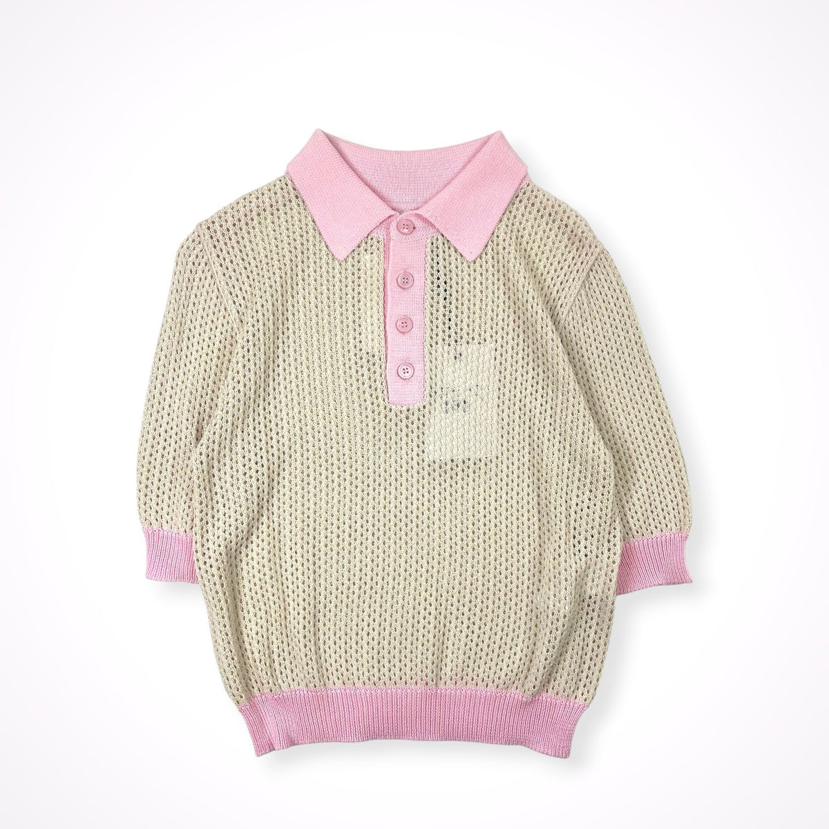 ISABELLE BLANCHE / クロシェニットポロシャツ 未使用品 参考定価：29,000+tax SIZE:XS