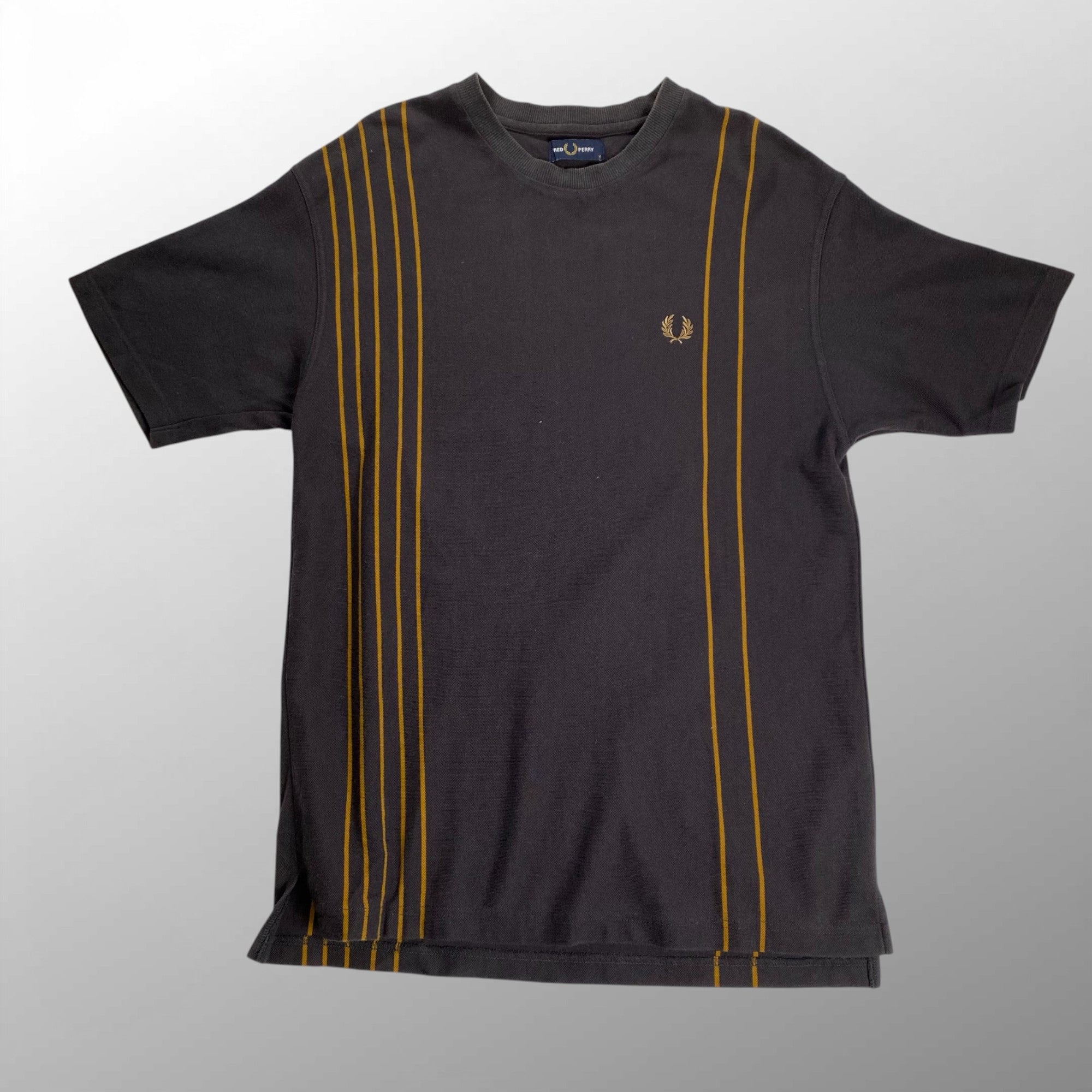 FRED PERRY フレッドペリー / ストライプピケTシャツ エンブレム刺繍 SIZE：M