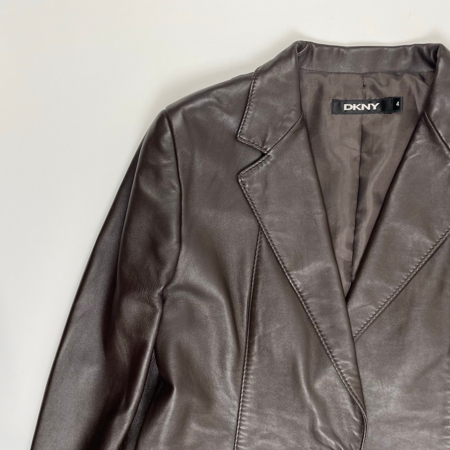 DKNY ダナキャラン ニューヨーク / VINTAGEラムレザージャケット ブラウン SIZE:4