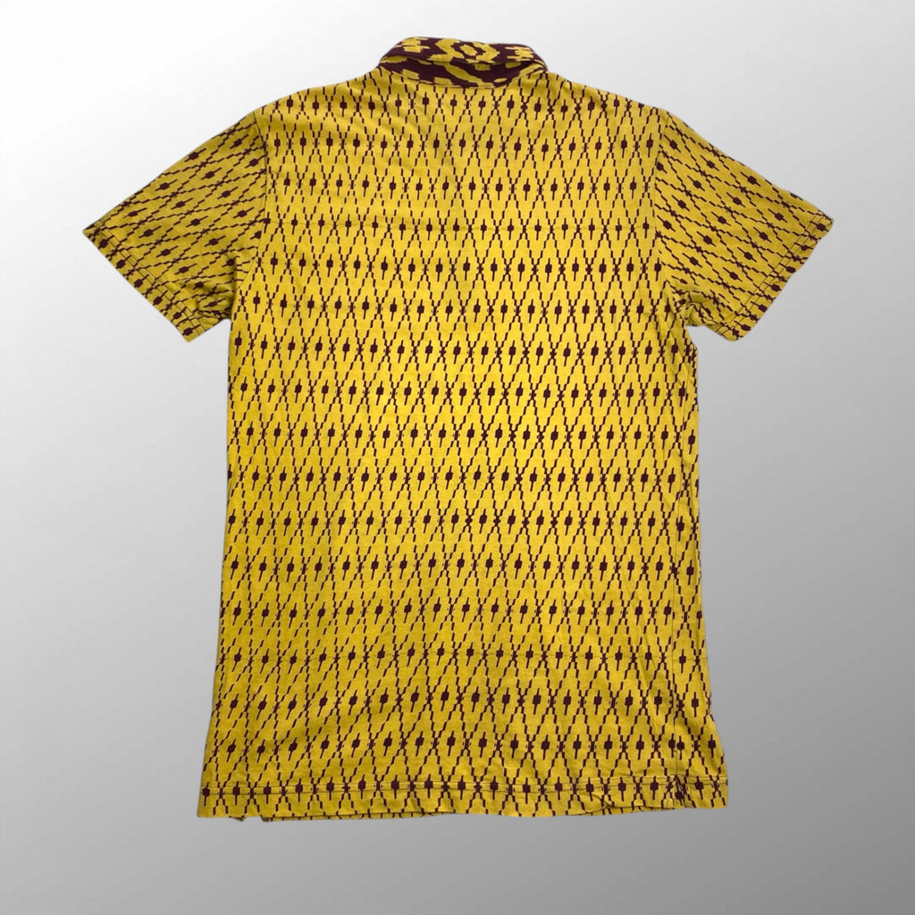 10SS DRIES VAN NOTEN ドリスヴァンノッテン / 総柄 コットンポロシャツ イエロー×パープル SIZE：S