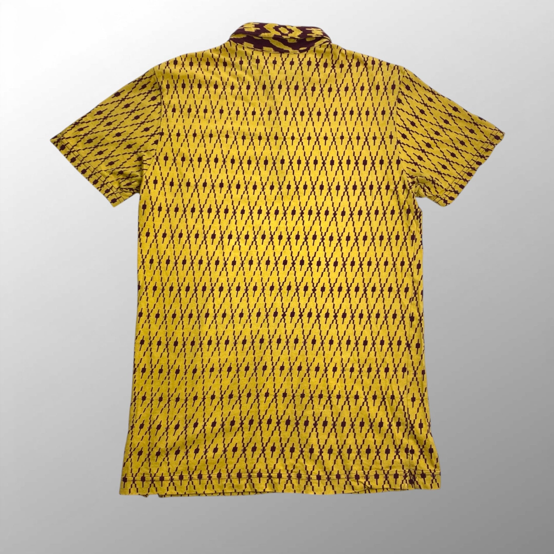 10SS DRIES VAN NOTEN ドリスヴァンノッテン / 総柄 コットンポロシャツ イエロー×パープル SIZE：S