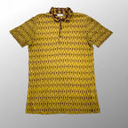 10SS DRIES VAN NOTEN ドリスヴァンノッテン / 総柄 コットンポロシャツ イエロー×パープル SIZE：S