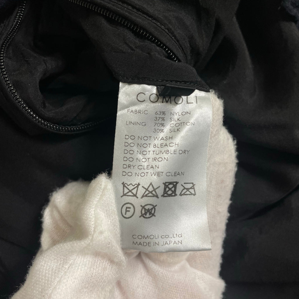COMOLI コモリ / ナイロンシルク中綿シャツジャケット ブラック 参考定価：48,000+tax SIZE:1