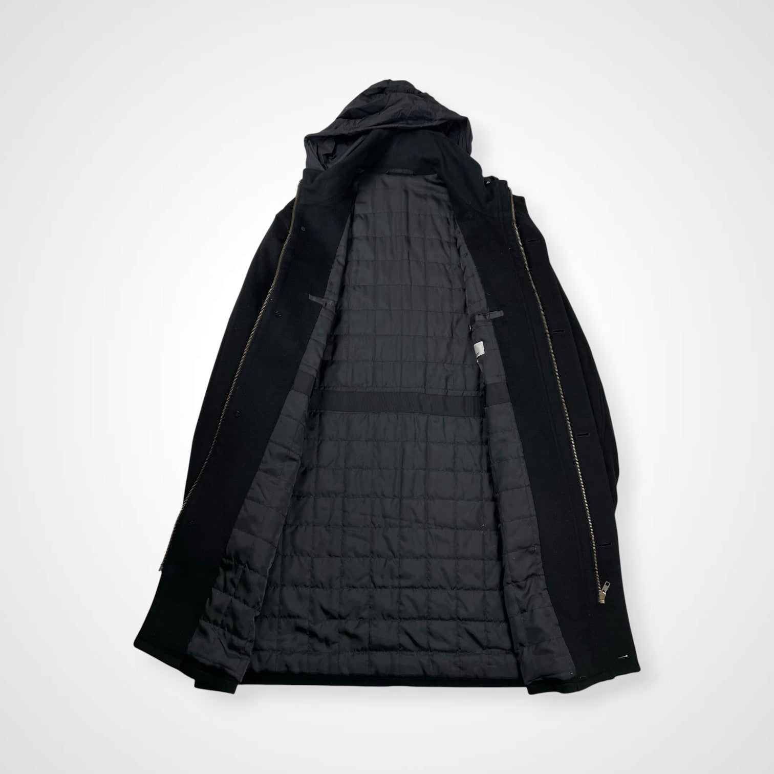 VINTAGE ヴィンテージ / ピュアカシミヤコート フード収納 ブラック 参考定価：200,000程度 SIZE:LL