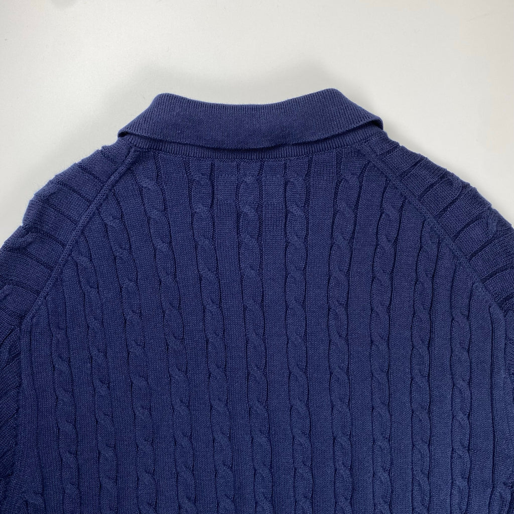 BEAMS PLUS ビームスプラス / Knit Polo Cable ニット ポロシャツ ネイビー 参考定価：15,000+tax SIZE：XL