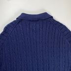 BEAMS PLUS ビームスプラス / Knit Polo Cable ニット ポロシャツ ネイビー 参考定価：15,000+tax SIZE：XL