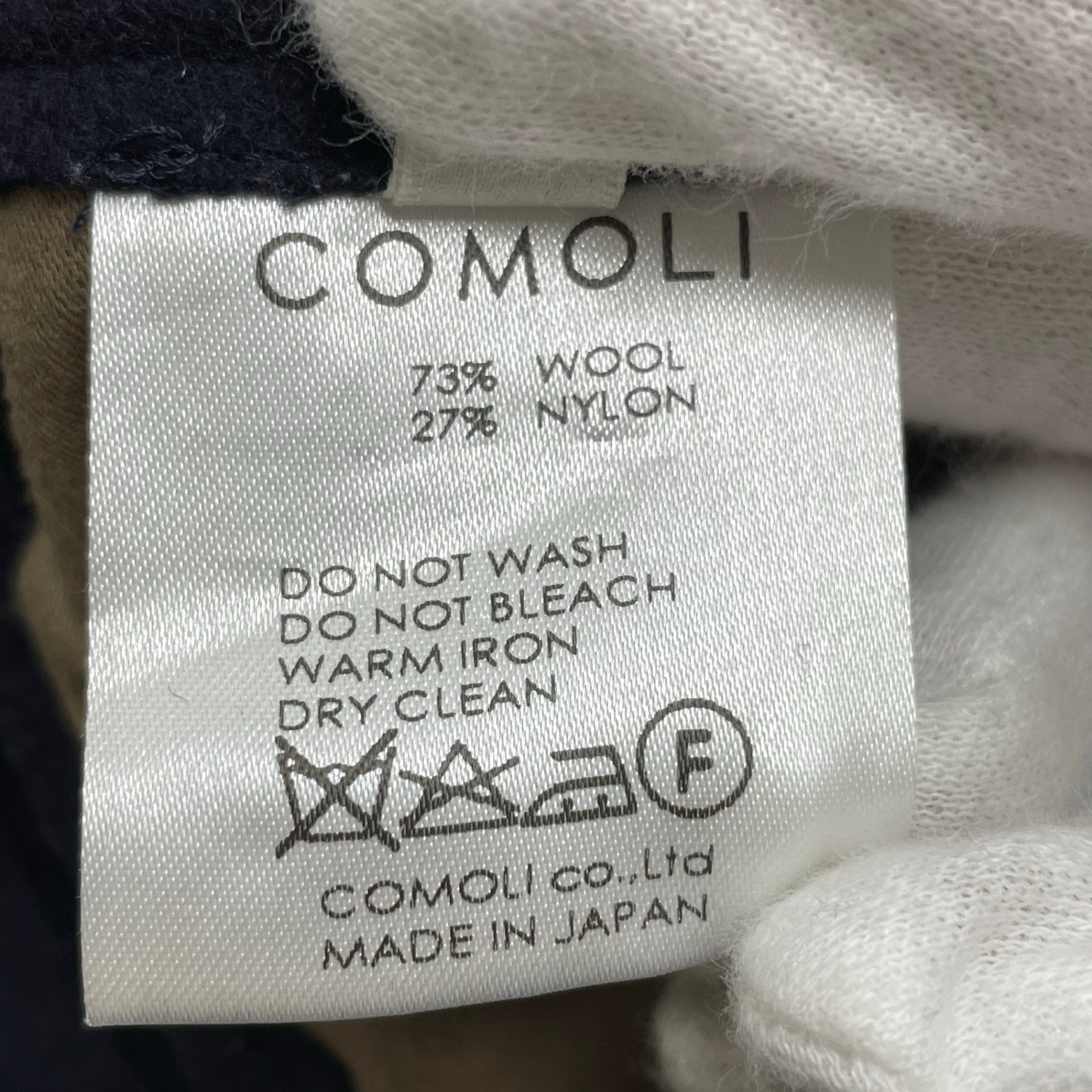 COMOLI コモリ / フェルトンベルテッドパンツ ネイビー 参考定価：36,000+tax SIZE:1