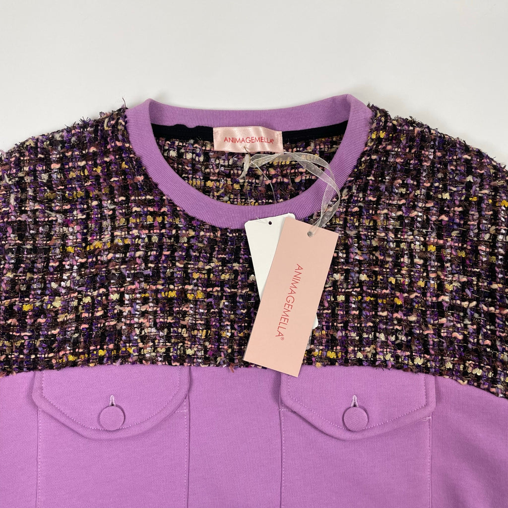 ANIMAGEMELLA / ツイード切替スウェット 未使用品 参考定価：23,000+tax SIZE:M