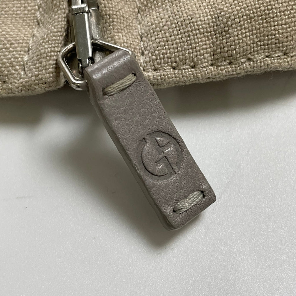 GIORGIO ARMANI ジョルジオ アルマーニ / ラムレザー×リネン 異素材MIX ハリントンジャケット ブルゾン G9タイプ 参考定価：300,000程度 SIZE:46