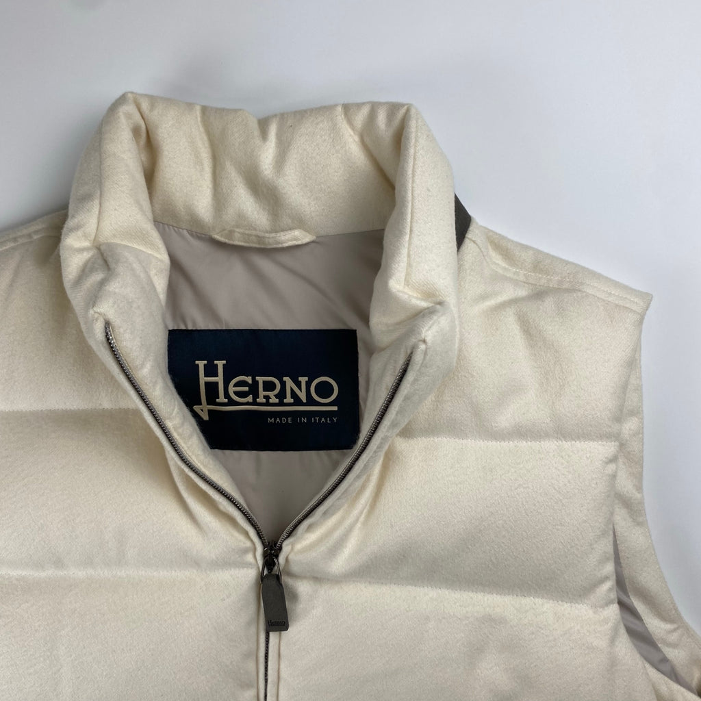 【美品】 HERNO ヘルノ / シルクカシミヤ ダウンべスト 裾ドローコード SIZE:50（XL程度）