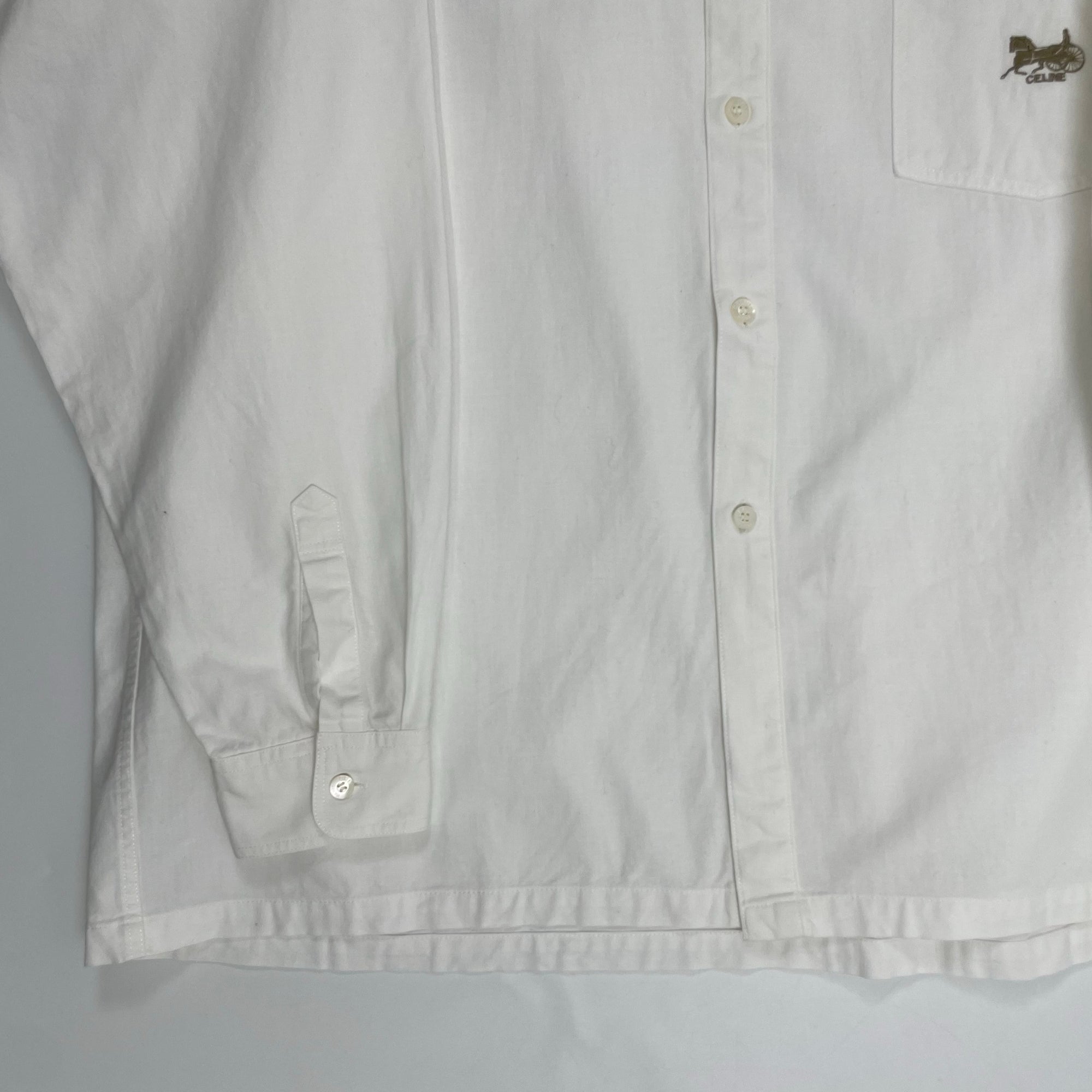 CELINE セリーヌ / 馬車刺繍ヴィンテージコットンシャツ ホワイト SIZE
