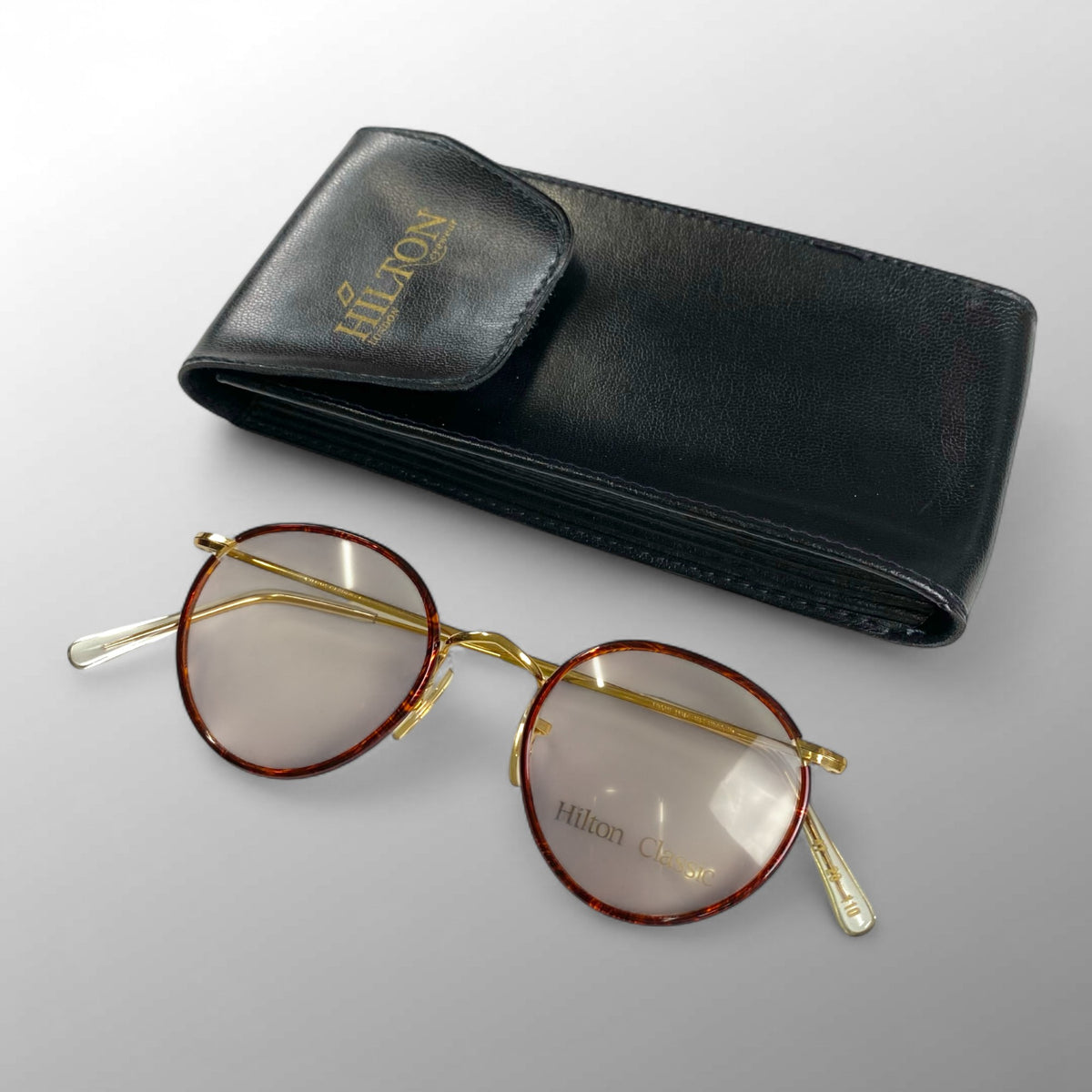 デッドストック 70s Hilton Classic / セル巻 パント型 デモレンズ入り 14K RG Chestnutカラー