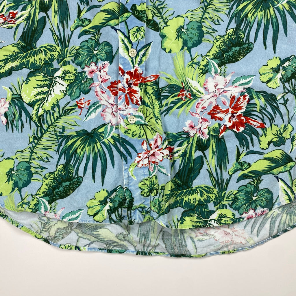 RALPH LAUREN ラルフローレン / ボタニカル アロハシャツ ボタンダウン コットン100％ SLIM FIT SIZE：XL