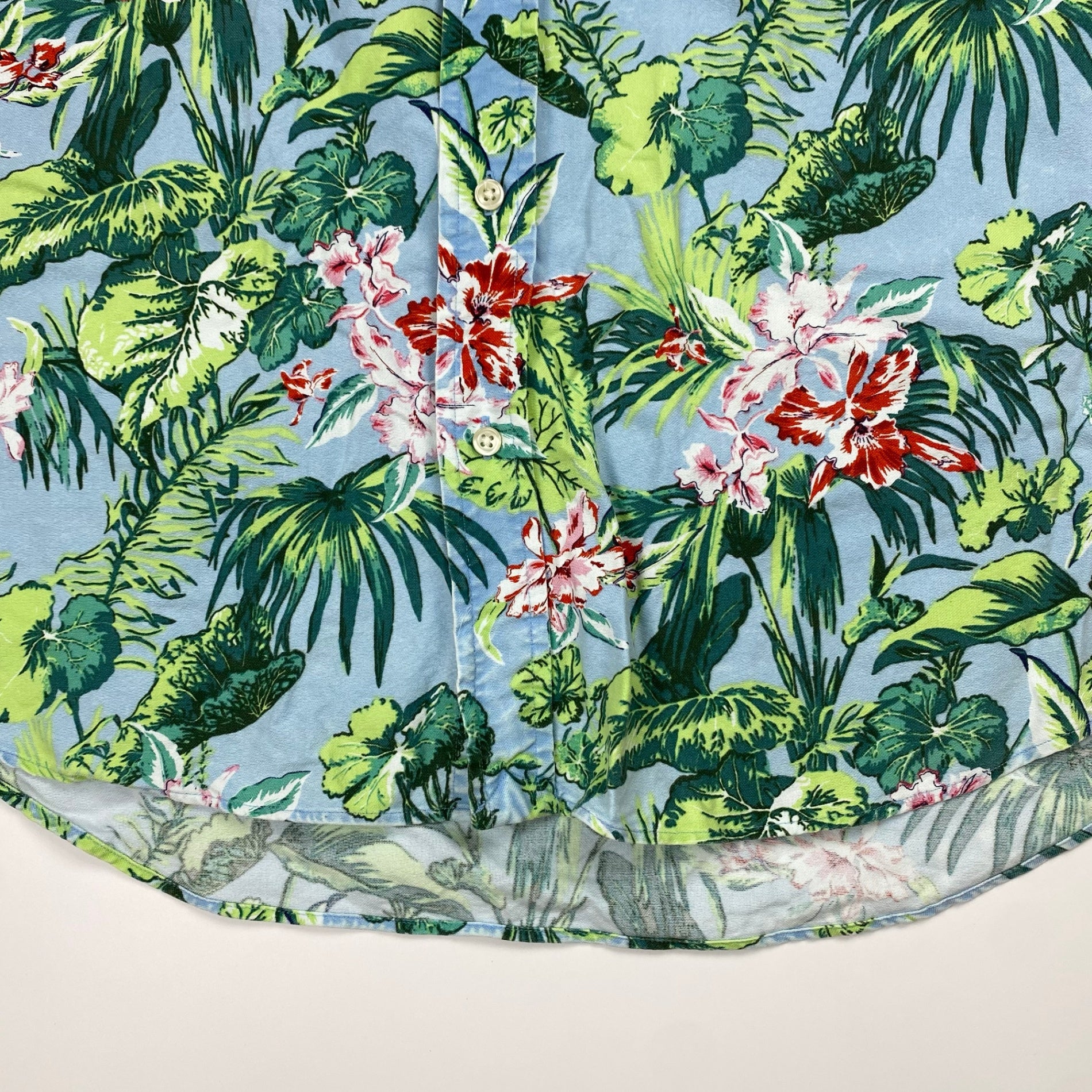 RALPH LAUREN ラルフローレン / ボタニカル アロハシャツ ボタンダウン コットン100％ SLIM FIT SIZE：XL