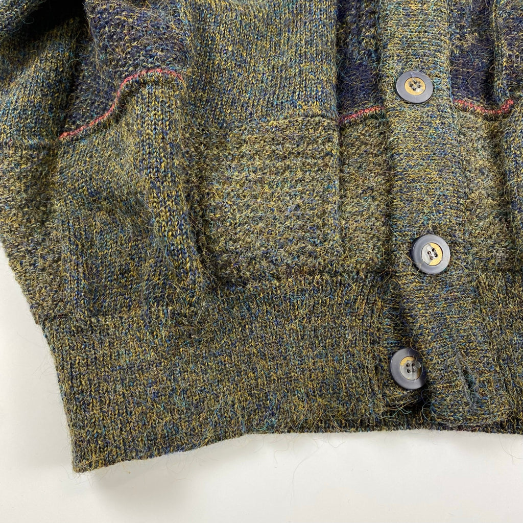 【VINTAGE】 CHAIRMAN チェアマン / フランス製生地 ブロックチェックヴィンテージカーディガン SIZE:XL