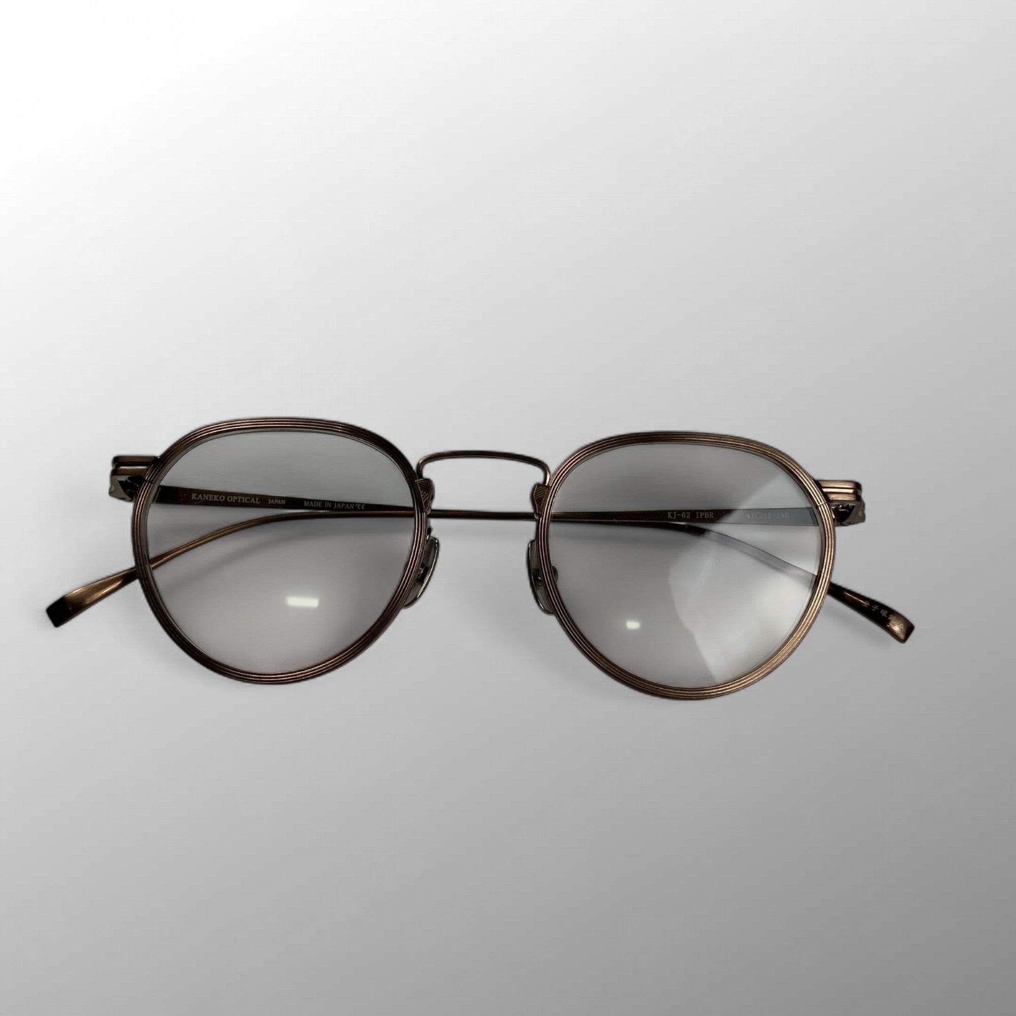【未使用級】 金子眼鏡 JAPANシリーズ / チタンフレーム ボストン型アイウェア ブロンズカラー 度なしクリアレンズ KJ-62 参考定価：50,000+tax