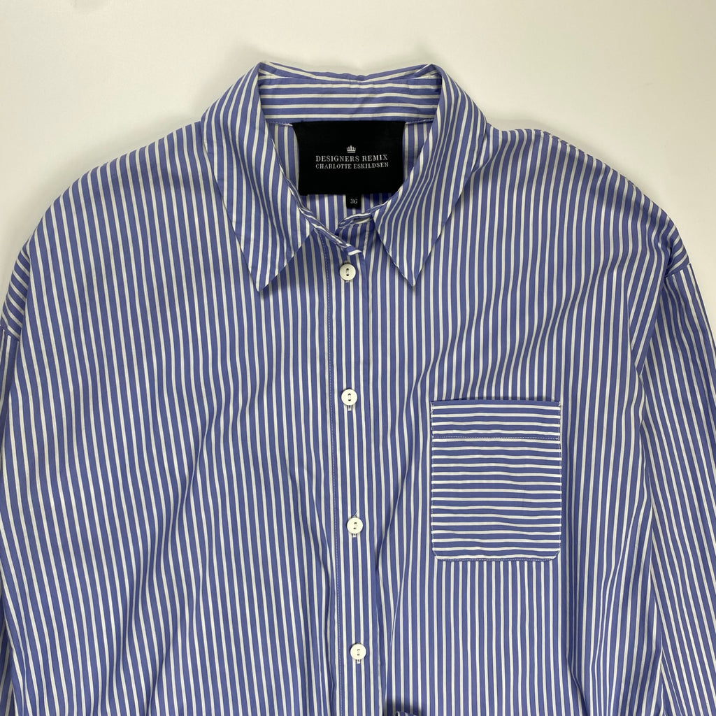 DESIGNERS REMIX CHARLOTTE ESKILDSEN / ストライプシャツ チュニック ウエストベルト 参考定価：25,000程度 SIZE：36(FREE SIZE)