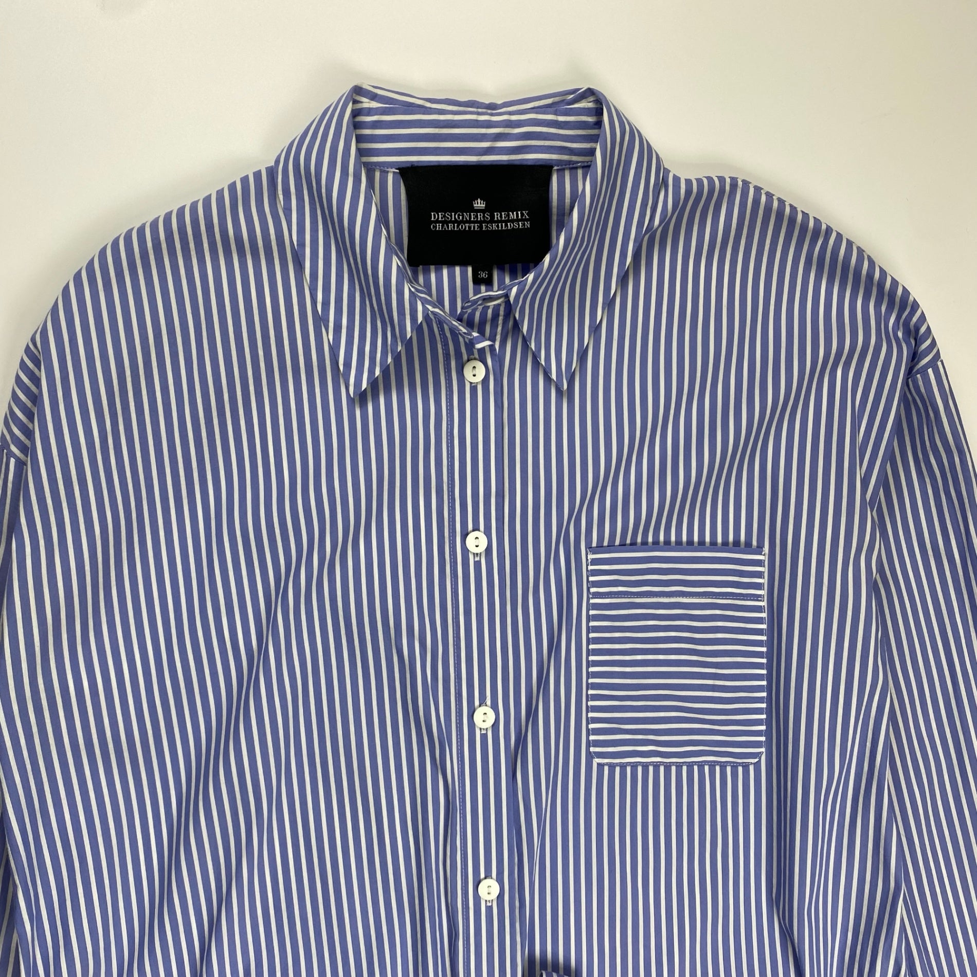 DESIGNERS REMIX CHARLOTTE ESKILDSEN / ストライプシャツ チュニック ウエストベルト 参考定価：25,000程度 SIZE：36(FREE SIZE)