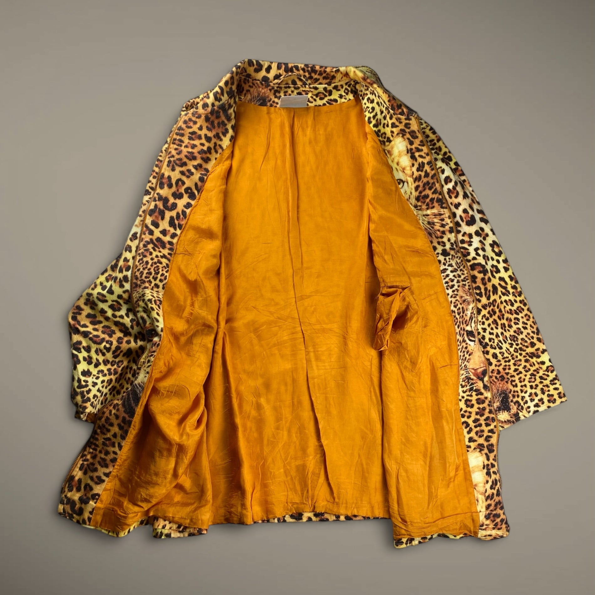 ジャーマンデザイナーズ 古着 marque noire / ヒョウ柄 ビッグシルエット ジッアップジャケット ドイツ ジャーマン SIZE：XL程度